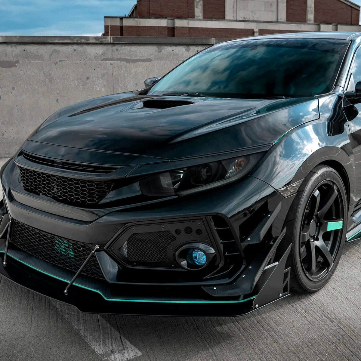 2016-2021 Honda Civic LED Strip Factory Style Projector Headlights (Matte Black Housing/Smoked Lens)