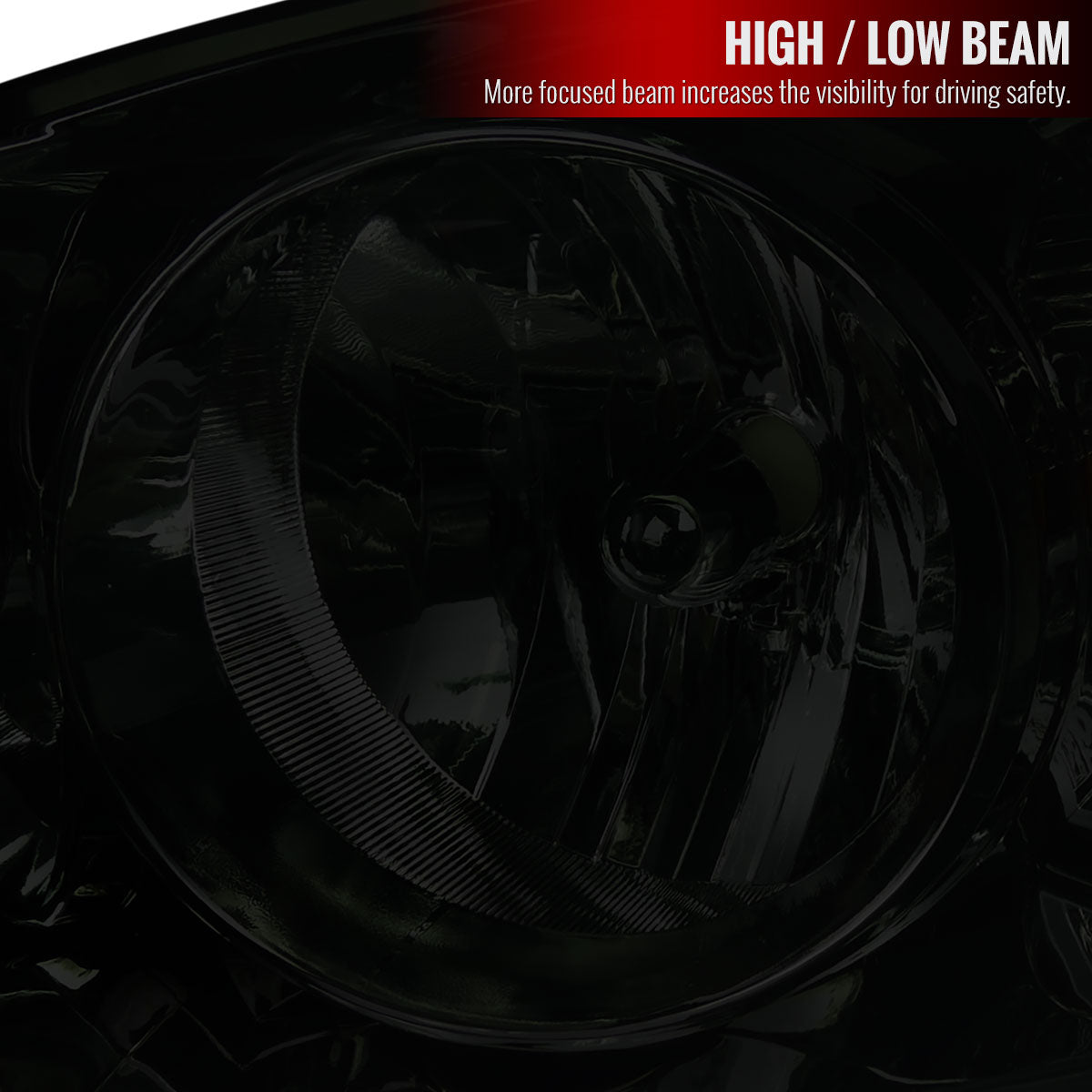 2006-2008 Dodge RAM 1500/ 2006-2009 RAM 2500 3500 Factory Style Crystal Headlights (Chrome Housing/Smoked Lens)