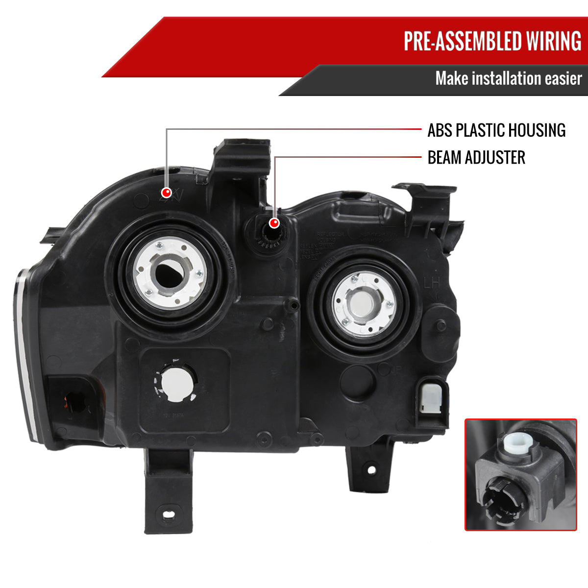 2005-2007 Jeep Grand Cherokee Factory Style Headlights (Chrome Housing/Smoked Lens)