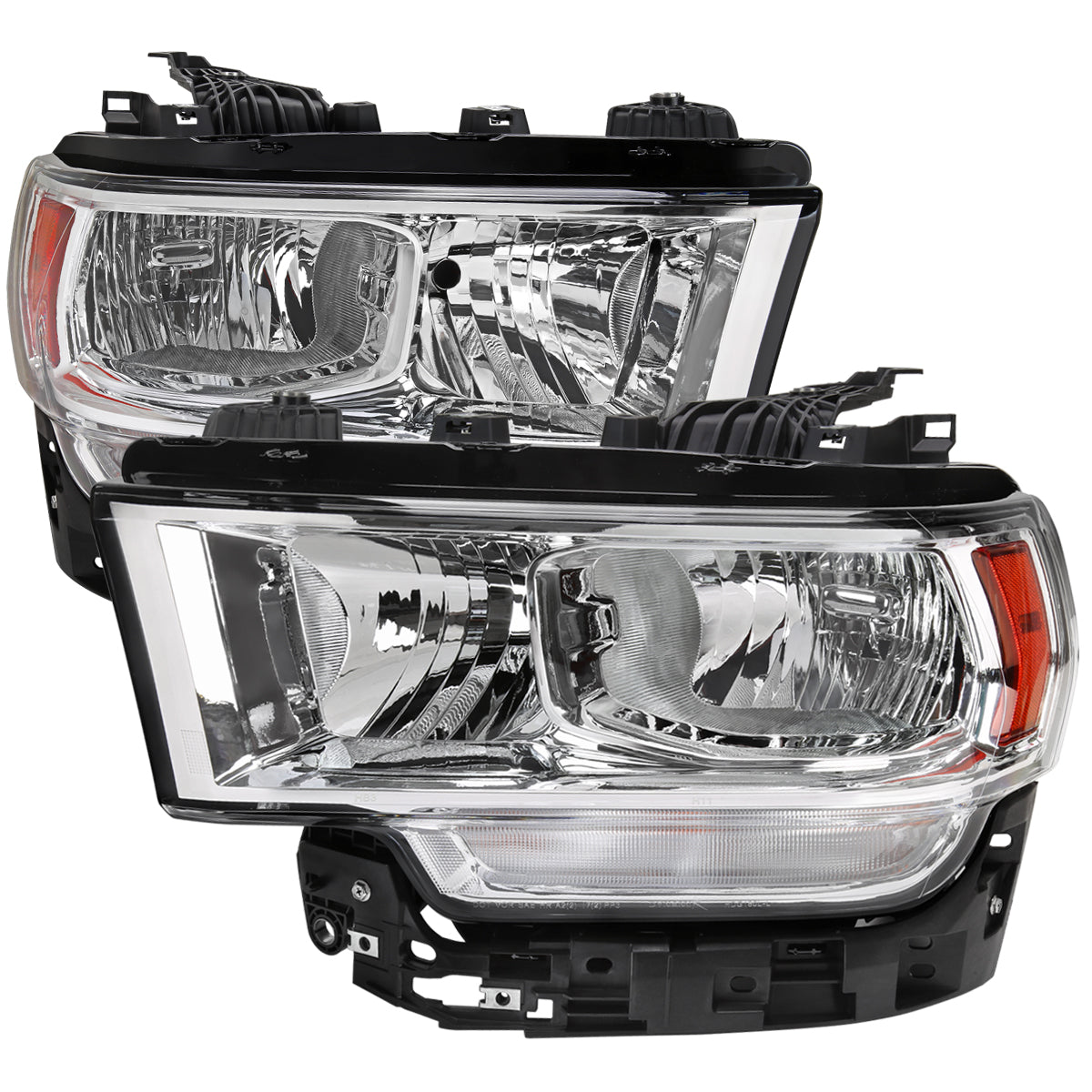 2019-2024 Dodge RAM 2500/3500/4500/5500 Factory Style Headlights (Chrome Housing/Clear Lens)