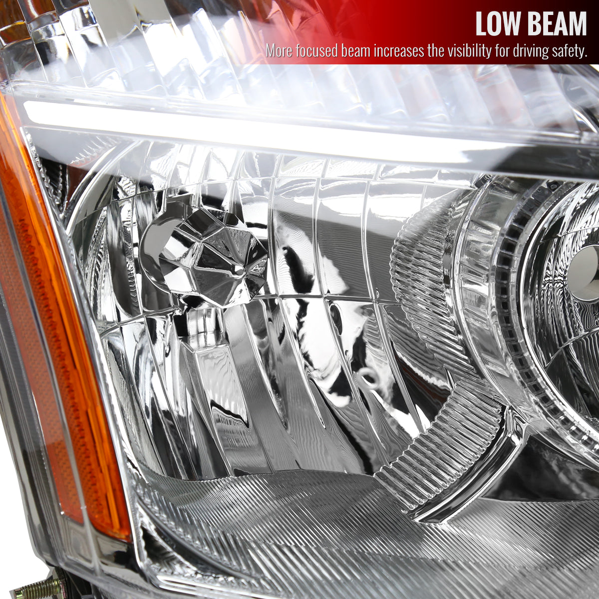 2008-2013 Nissan Rogue/ 2014-2015 Rogue Select Clear Lens Headlight w/ Amber Reflector - Passenger Side Only