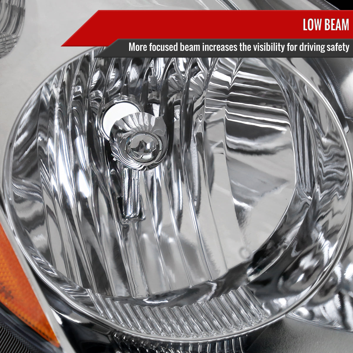 2006-2010 Toyota Sienna Factory Style Passenger/Right Headlight w/ Amber Reflector (Chrome Housing/Clear Lens)