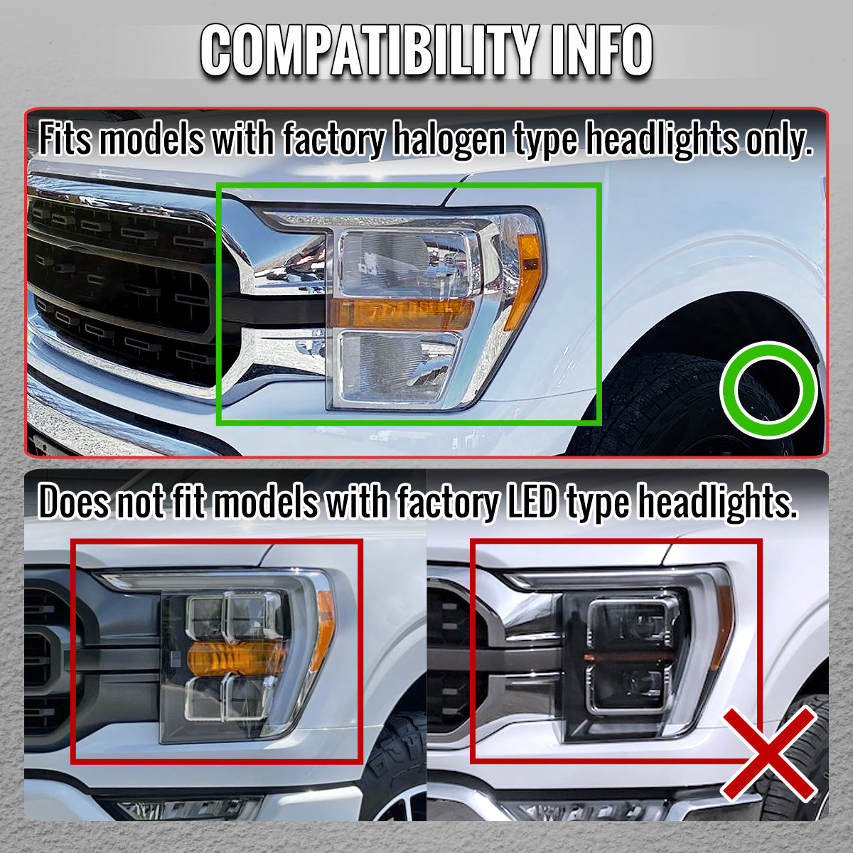 2021-2023 Ford F-150 Full LED Projector Headlights w/ Switchback LED Sequential Turn Signals DRL Parking Light Strip (Black Housing / Smoked Lens)  - Fits Models w/ Factory Halogen Headlights