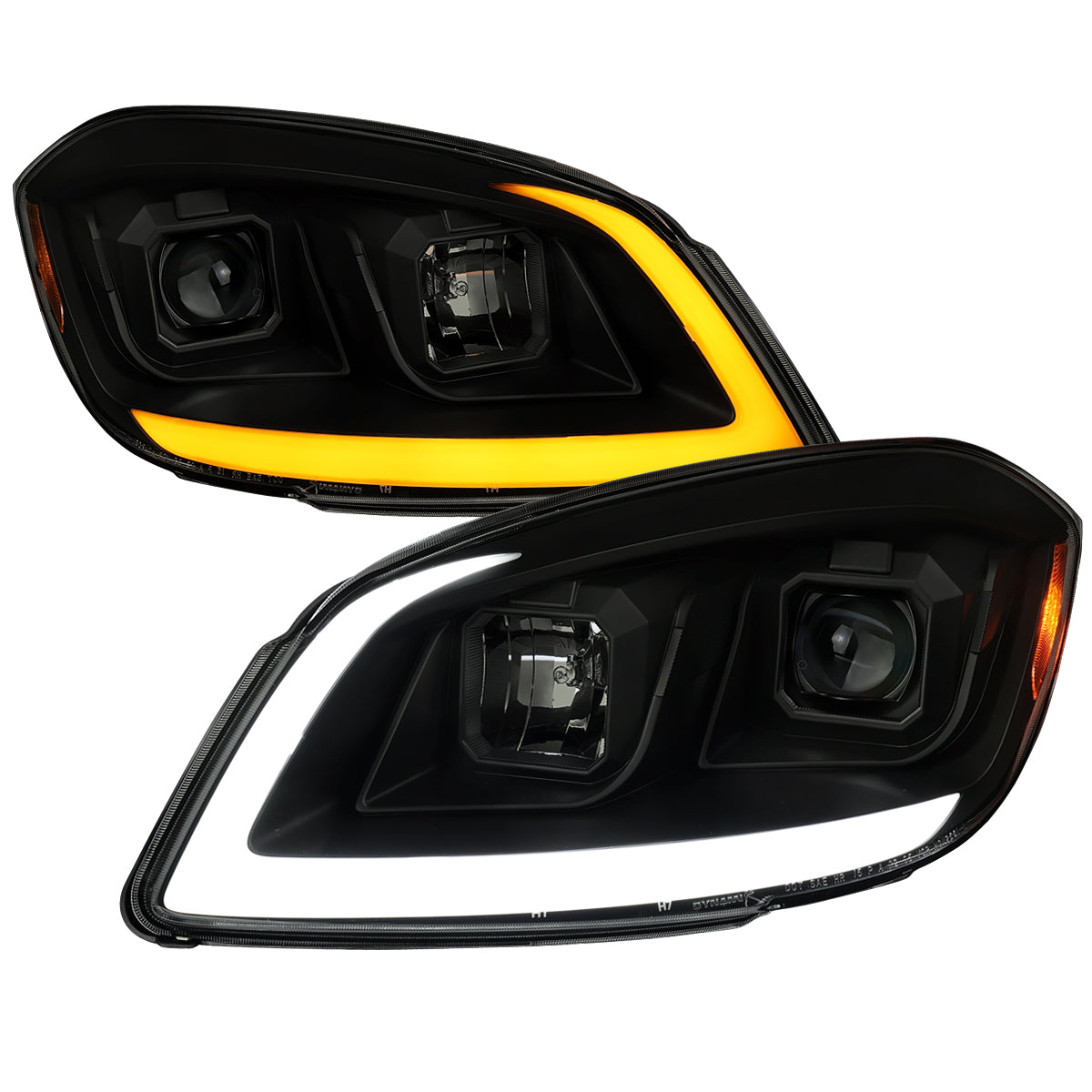 2005â€“2010 Chevrolet Cobalt Pontiac G5/Pursuit Projector Headlights w/ Switchback LED Turn Signal DRL Light Strip (Black Housing / Smoked Lens)