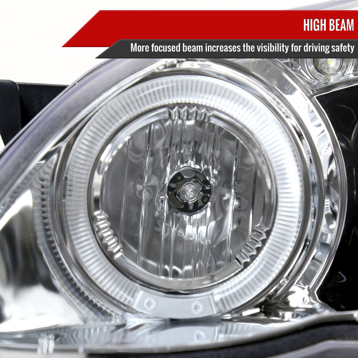 2003-2008 Toyota Corolla Dual Halo Projector Headlights (Chrome Housing/Clear Lens)
