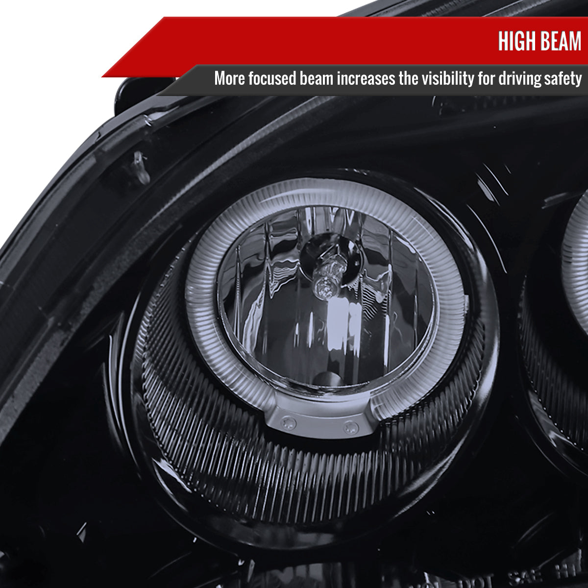 2001-2003 Honda Civic Dual Halo Projector Headlights (Glossy Black Housing/Smoked Lens)