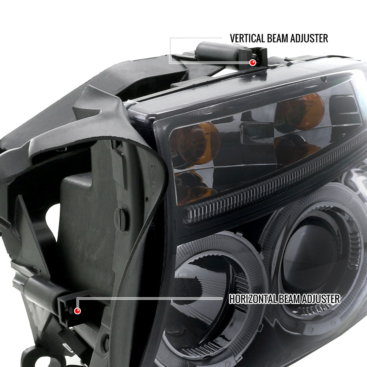 1997-2004 Dodge Dakota/ 1998-2003 Durango Dual Halo Projector Headlights (Glossy Black Housing/Smoked Lens)
