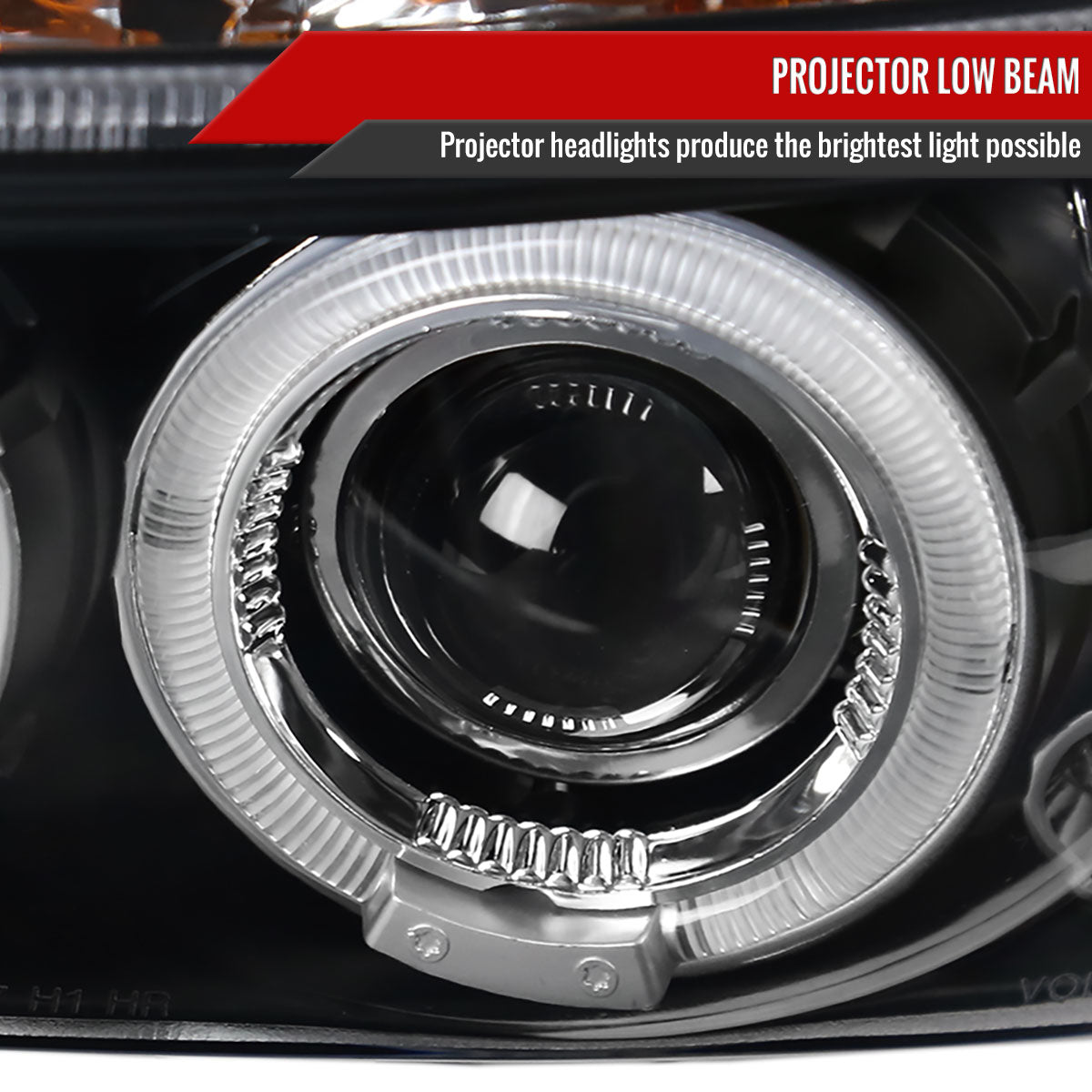 1997-2004 Dodge Dakota/ 1998-2003 Durango Dual Halo Projector Headlights (Matte Black Housing/Clear Lens)