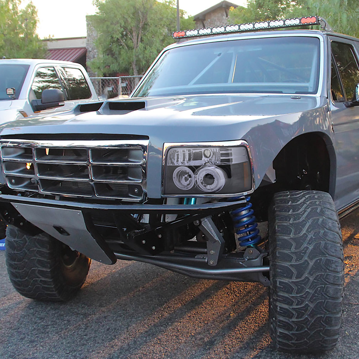 1992-1996 Ford F-150 F-250 F-350 Bronco Dual Halo Projector Headlights (Glossy Black Housing/Smoked Lens)