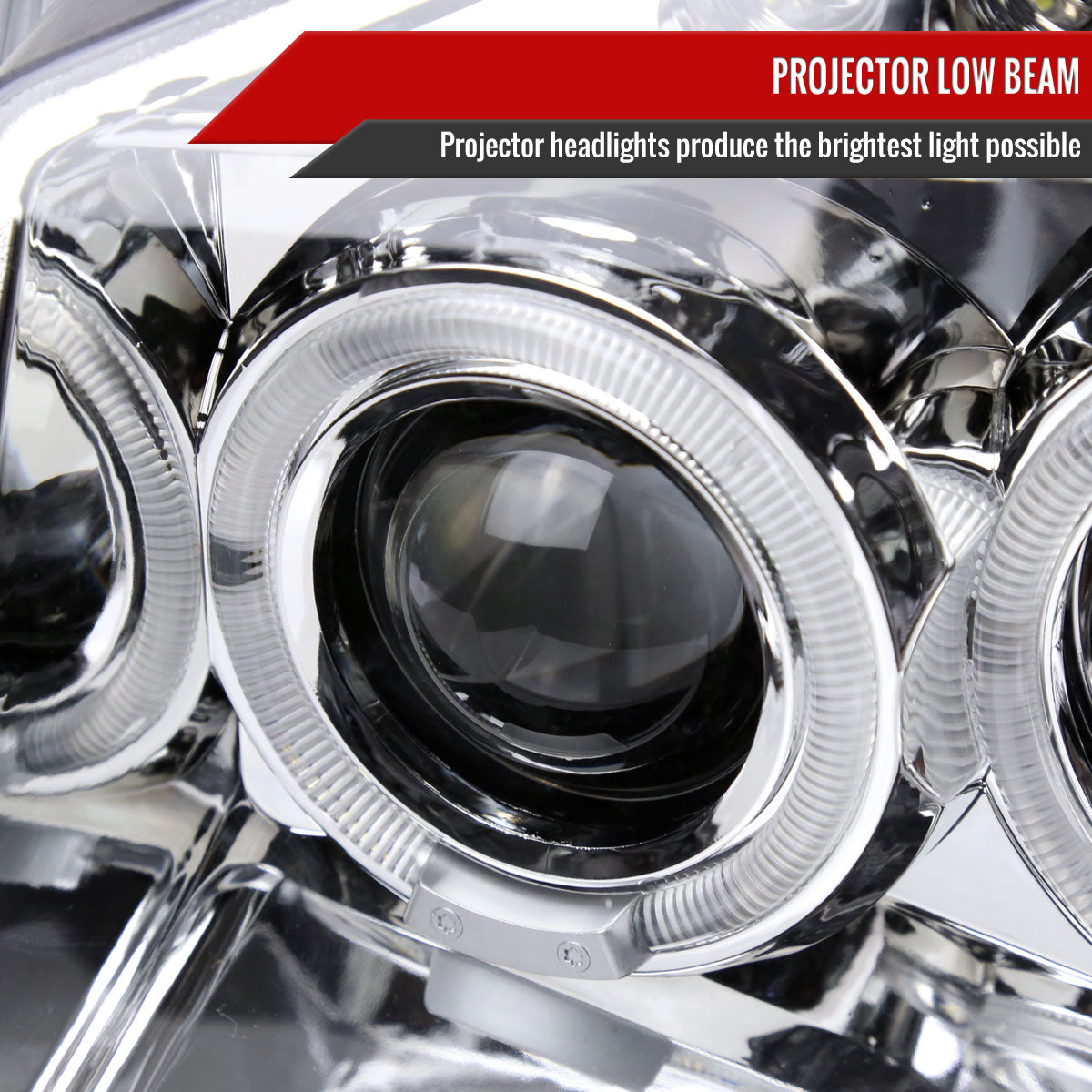 2001-2004 Nissan Frontier Dual Halo Projector Headlights (Chrome Housing/Clear Lens)