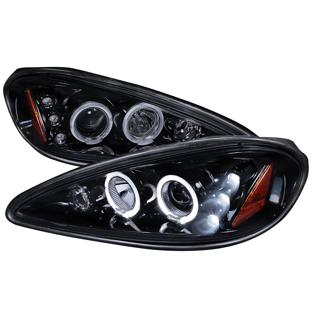 1999-2005 Pontiac Grand AM Dual Halo Projector Headlights (Glossy Black Housing/Smoked Lens)