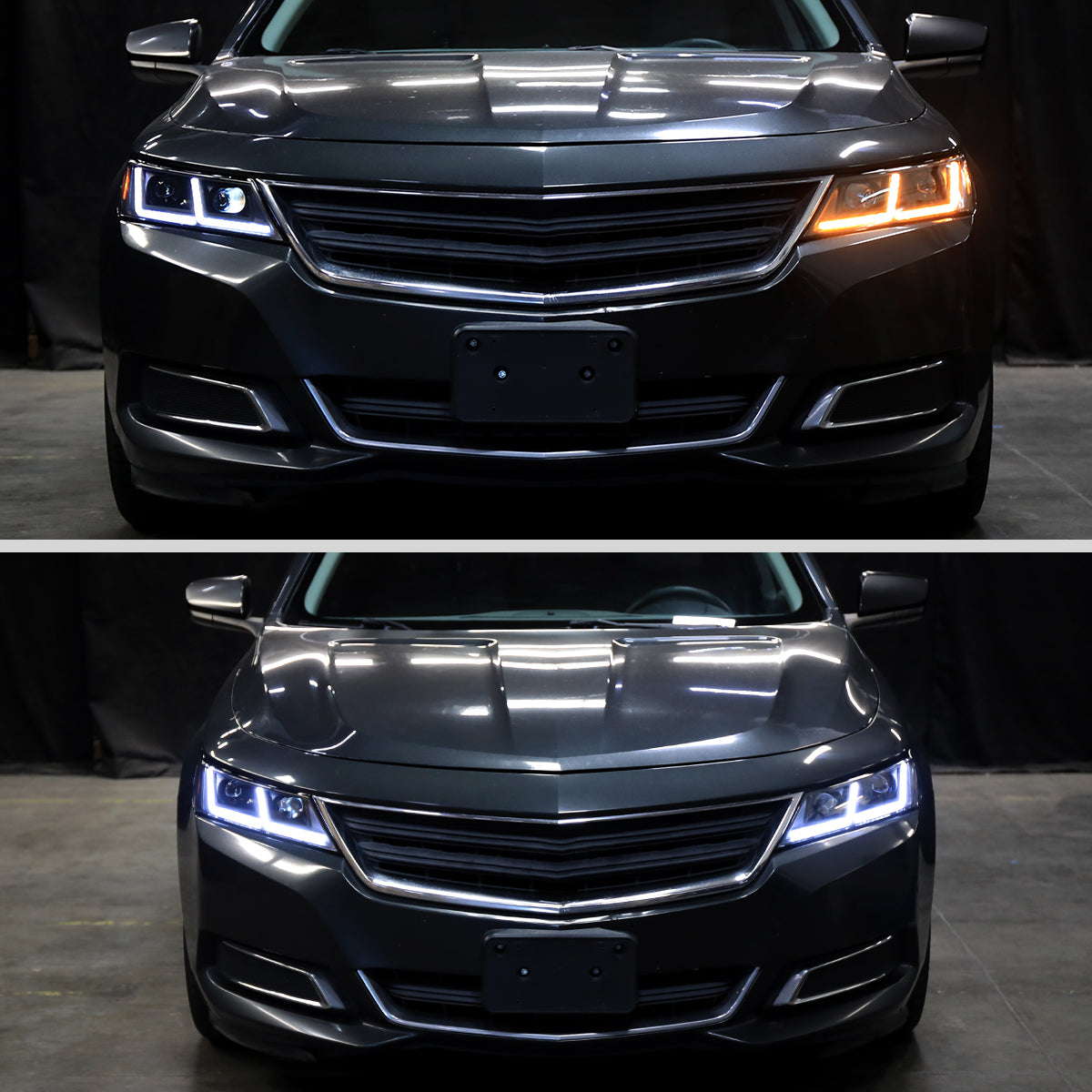 2014-2020 Chevy Impala LED DRL Sequential Project Headlights (Black Housing / Smoked Lens)