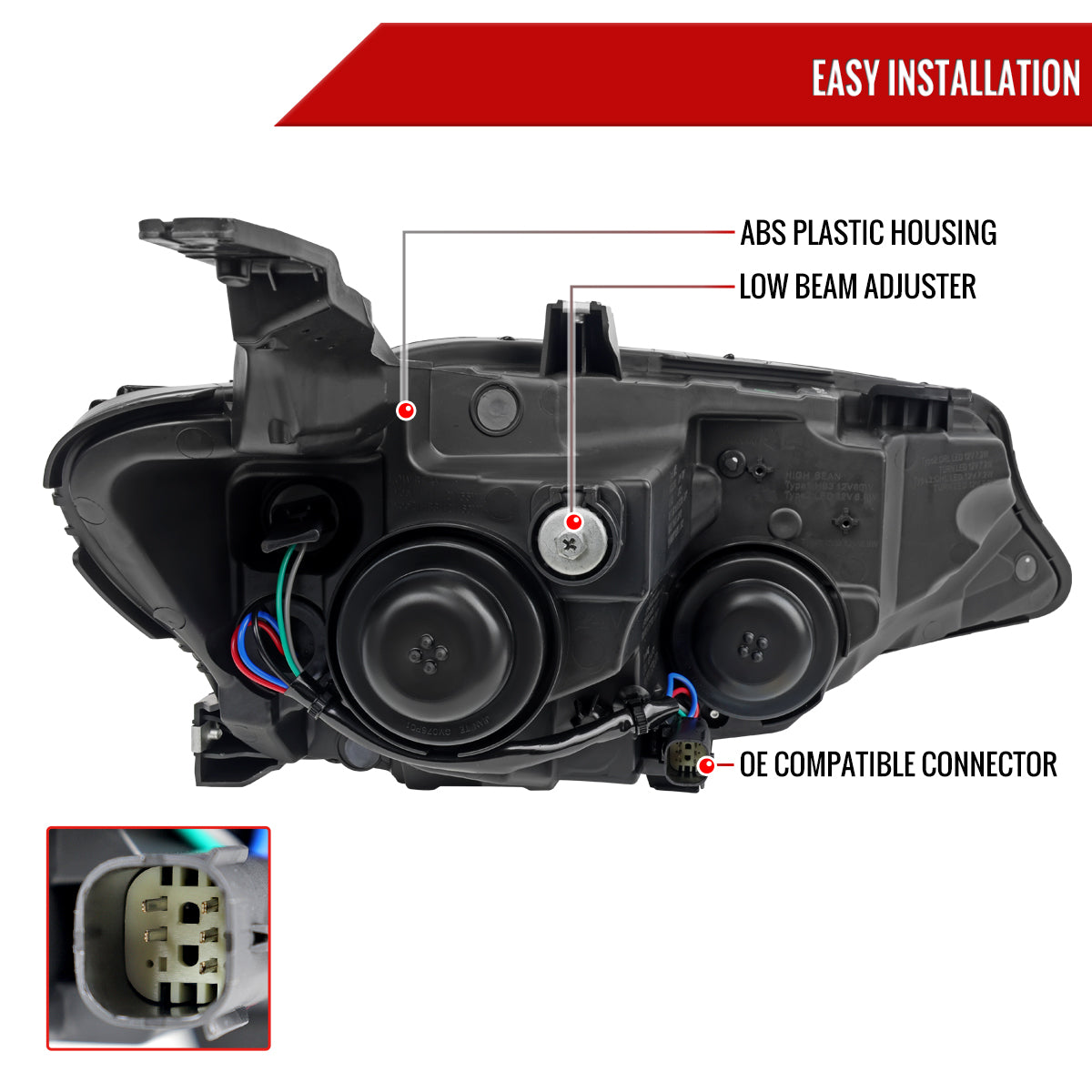 2019-2024 Chevrolet Malibu Factory Style Projector Headlights (Glossy Black Housing/Clear Lens)