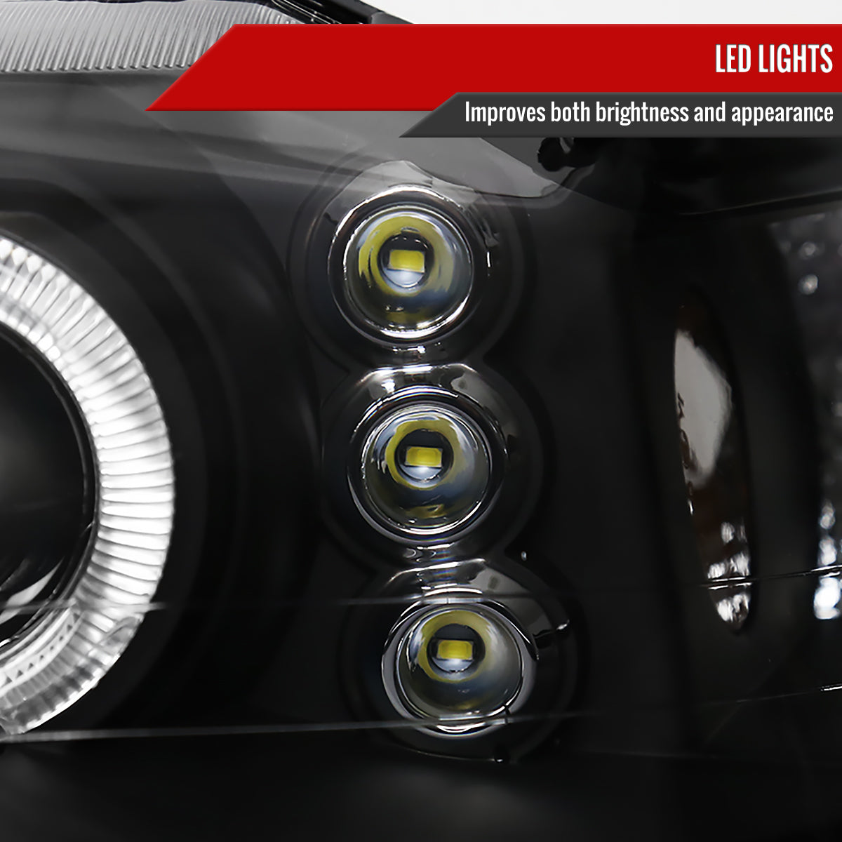 1999-2004 Ford Mustang Dual Halo V2 Projector Headlights (Matte Black Housing/Clear Lens)
