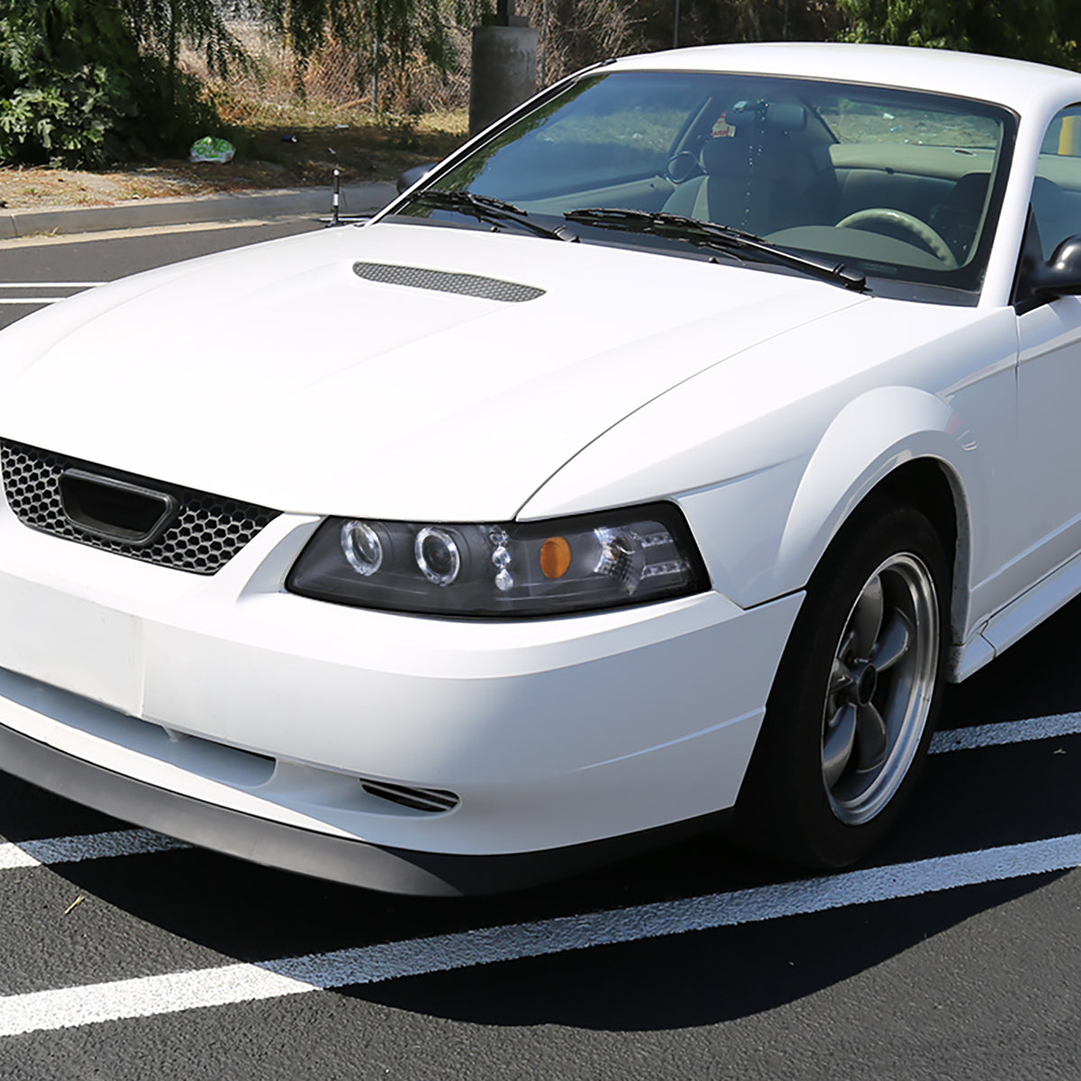 1999-2004 Ford Mustang Dual Halo V2 Projector Headlights (Matte Black Housing/Clear Lens)