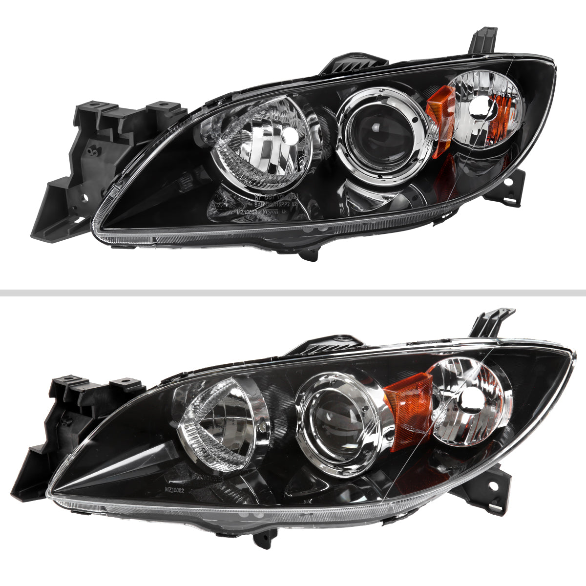2004-2009 Mazda 3 Sedan Projector Style Headlights (Matte Black Housing/Clear Lens)