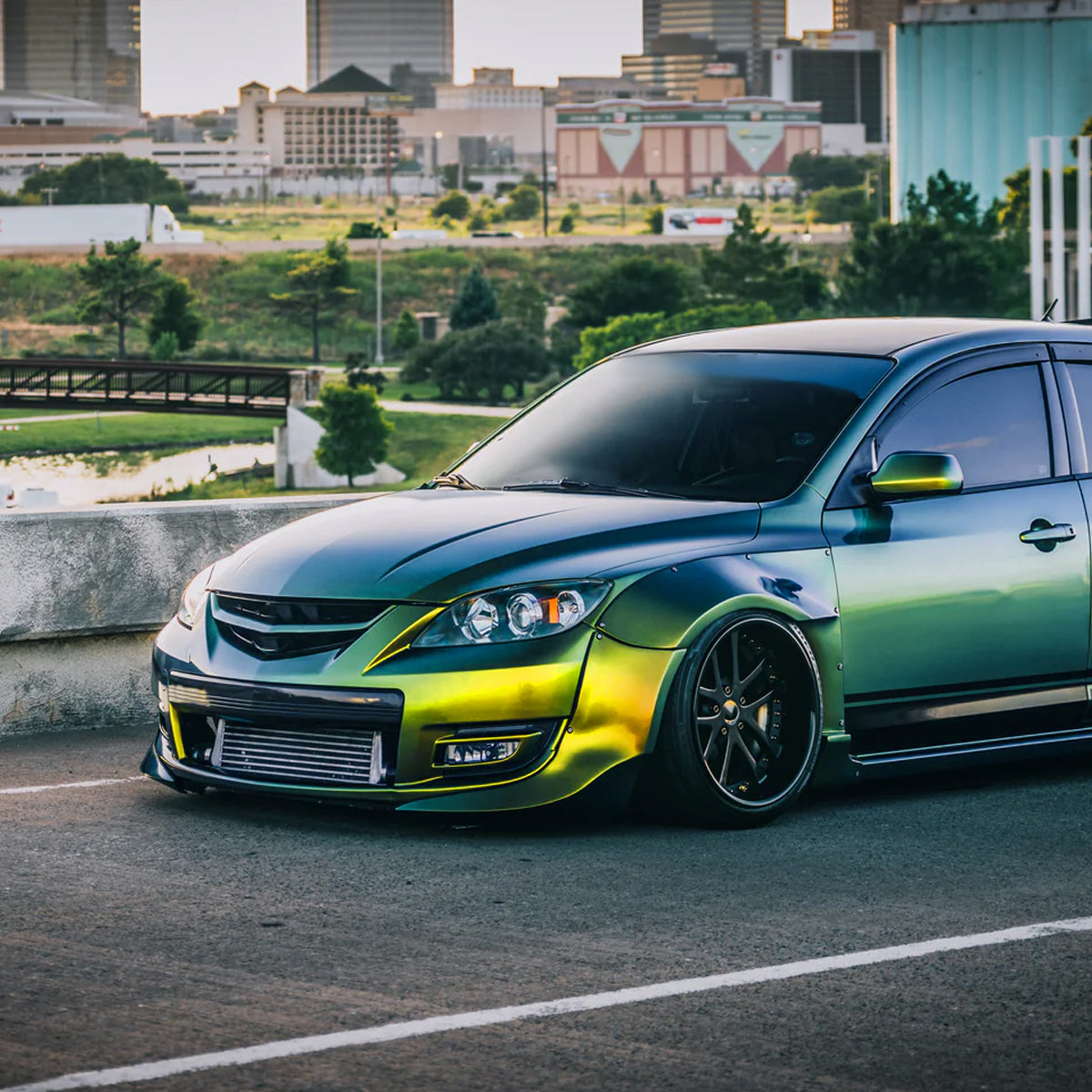 2004-2009 Mazda 3 Sedan Projector Style Headlights (Matte Black Housing/Clear Lens)