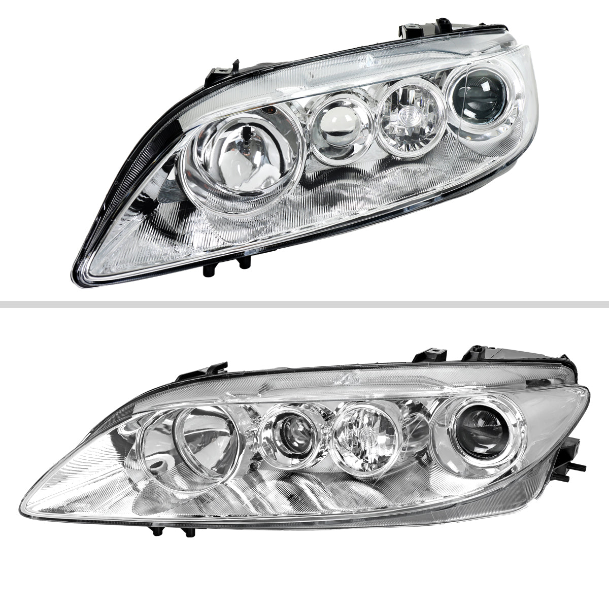 2003-2005 Mazda 6 Factory Style Projector Headlights (Chrome Housing/Clear Lens)
