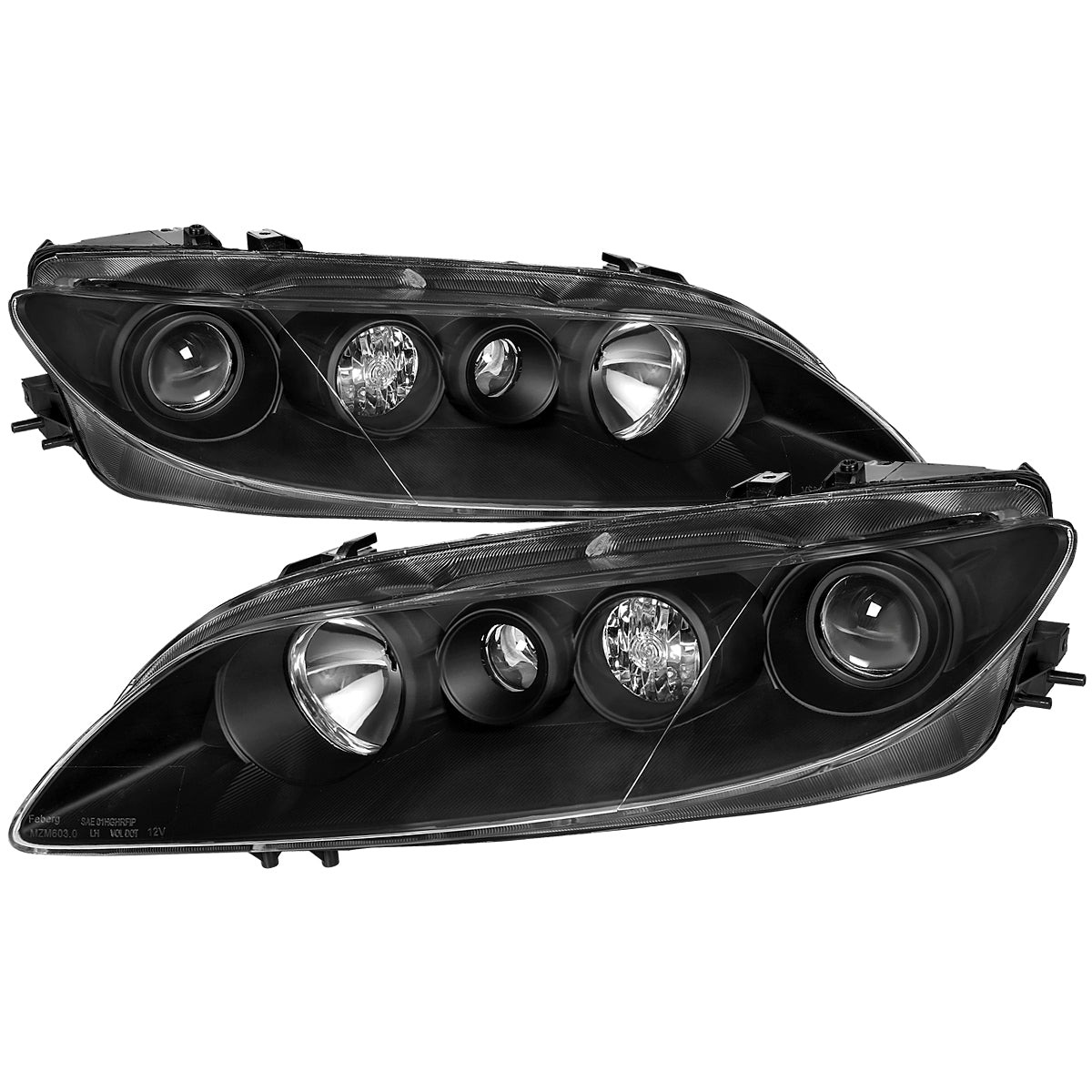 2003-2005 Mazda 6 Factory Style Projector Headlights (Matte Black Housing/Clear Lens)