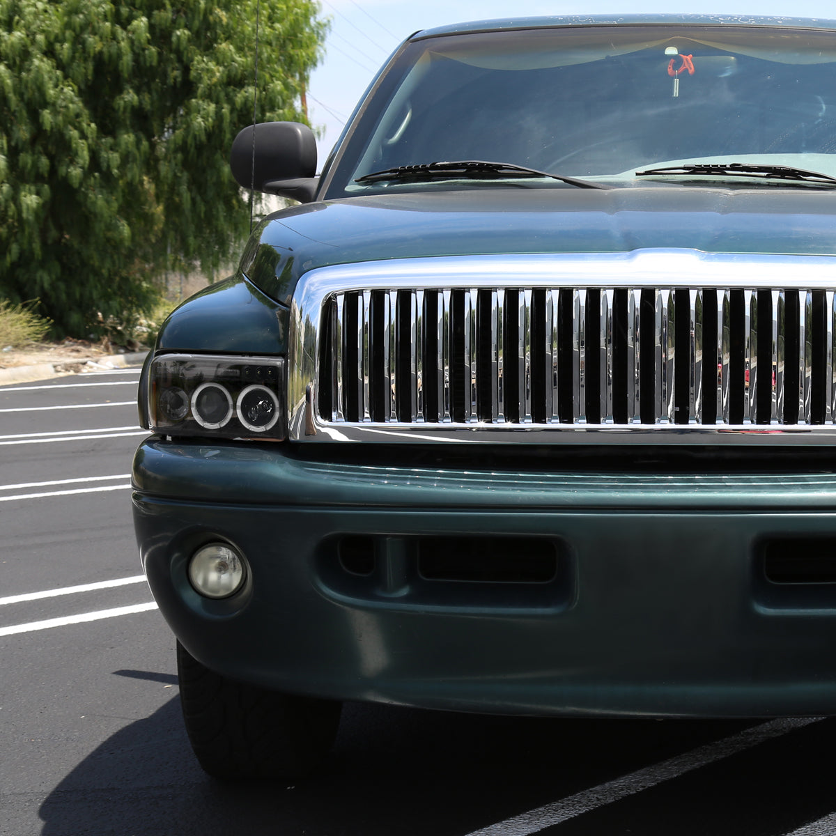 1994-2001 Dodge RAM 1500 2500 3500 Dual Halo Projector Headlights (Jet Black Housing/Clear Lens)
