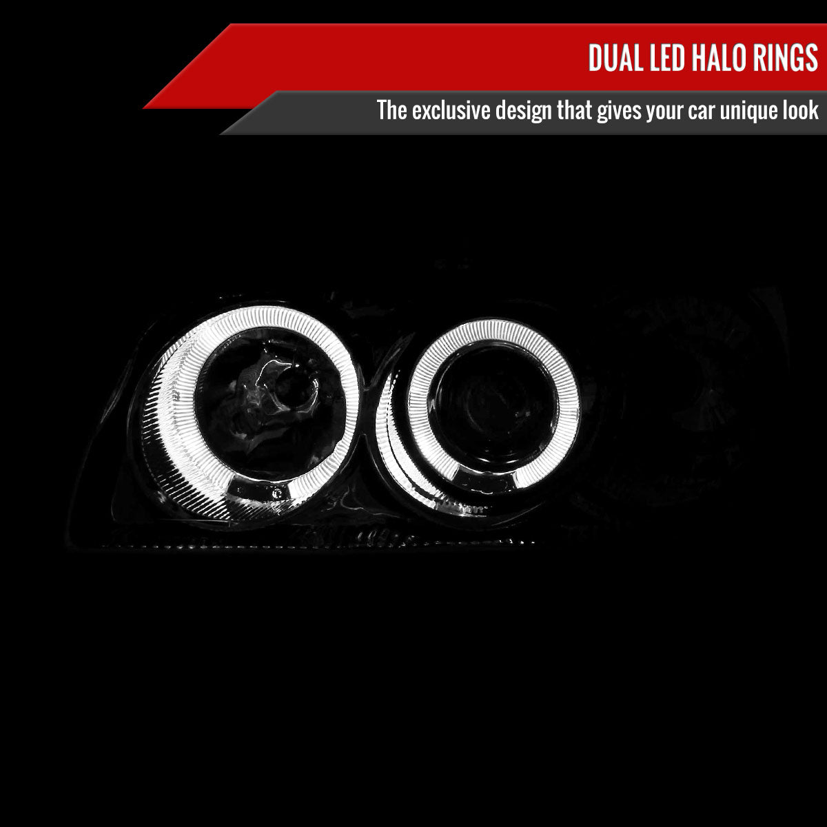 2004-2006 Nissan Sentra Dual Halo Projector Headlights (Chrome Housing/Clear Lens)