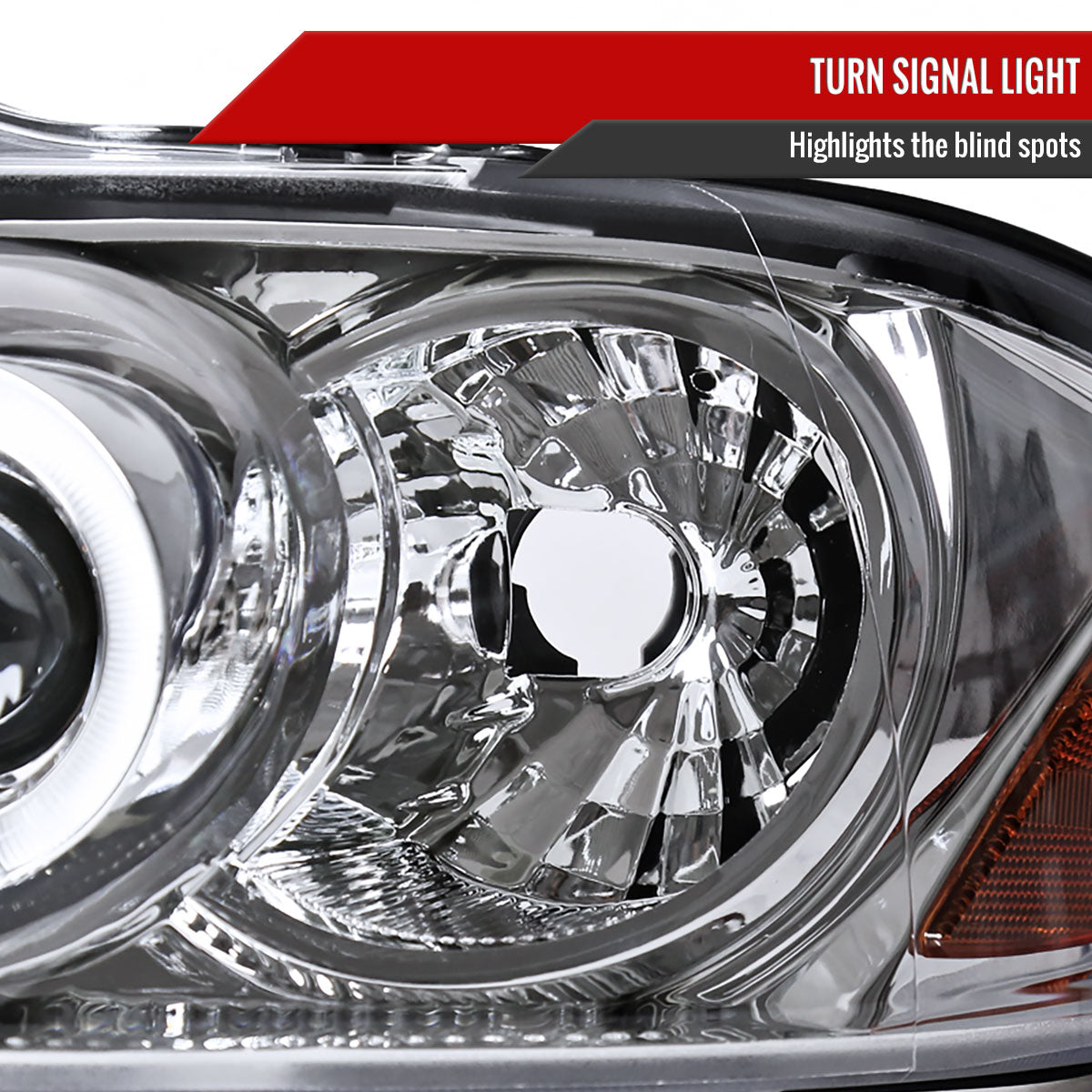 2004-2006 Nissan Sentra Dual Halo Projector Headlights (Chrome Housing/Clear Lens)