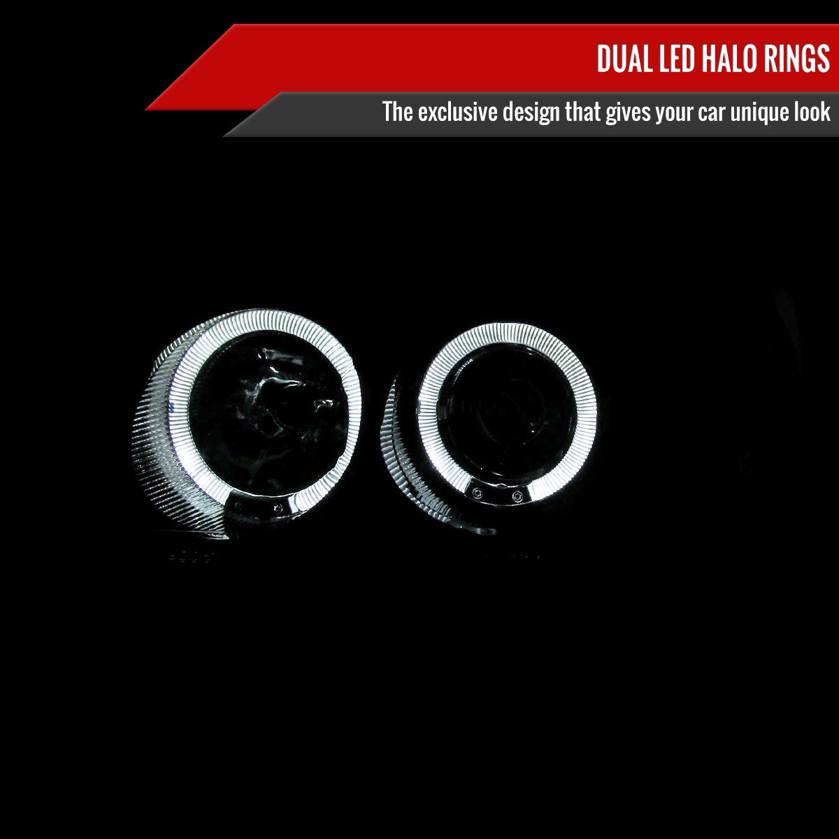 2004-2006 Nissan Sentra Dual Halo Projector Headlights (Glossy Black Housing/Smoked Lens)