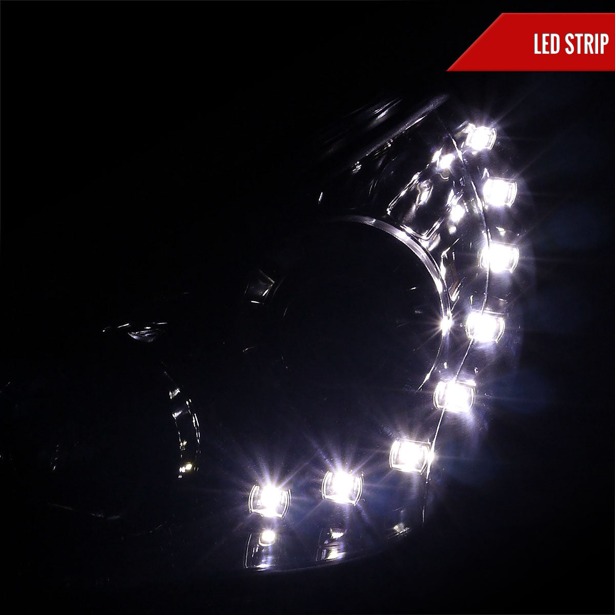 2011-2014 Hyundai Sonata Projector Headlights w/ SMD LED Light Strip (Glossy Black Housing/Smoked Lens)