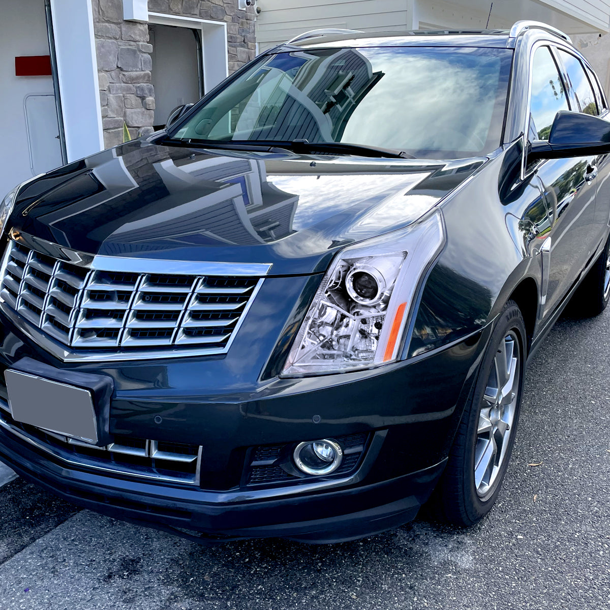 2010-2016 Cadillac SRX Projector Headlights w/ Switchback Sequential Turn Signal LED Bar (Chrome Housing/Clear Lens)