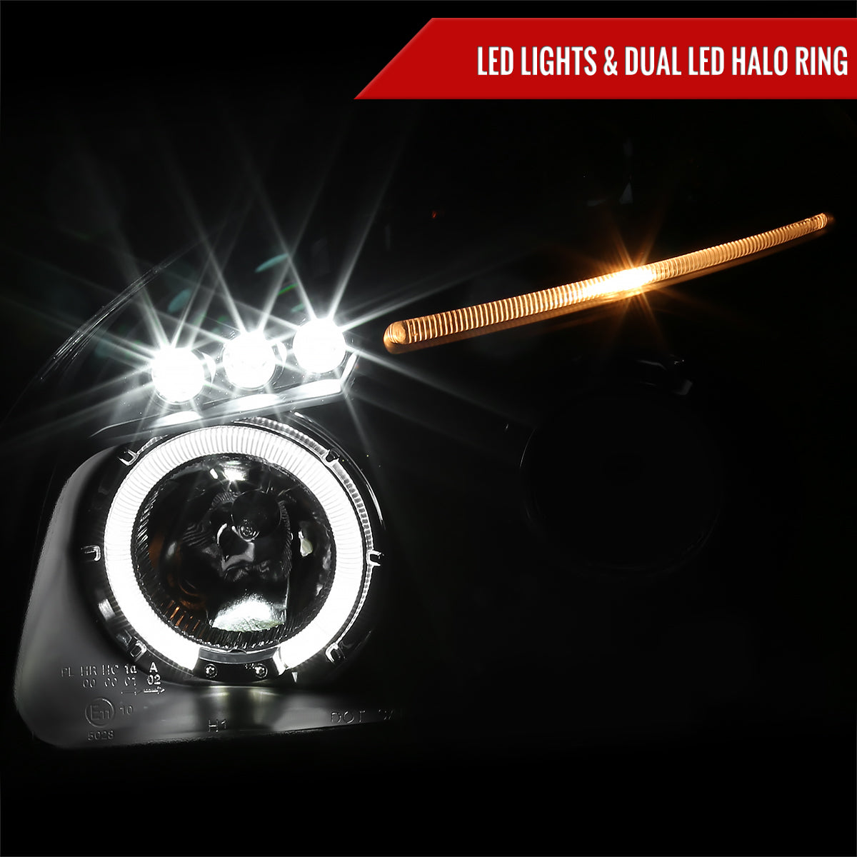 2005-2009 Hyundai Tucson Single Halo Projector Headlights (Matte Black Housing/Clear Lens)