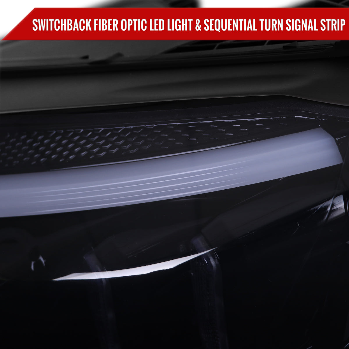 2015-2018 Mercedes-Benz C-Class W205 Switchback Sequential Turn Signal Projector Headlights (Glossy Black Housing/Light Smoked Lens)