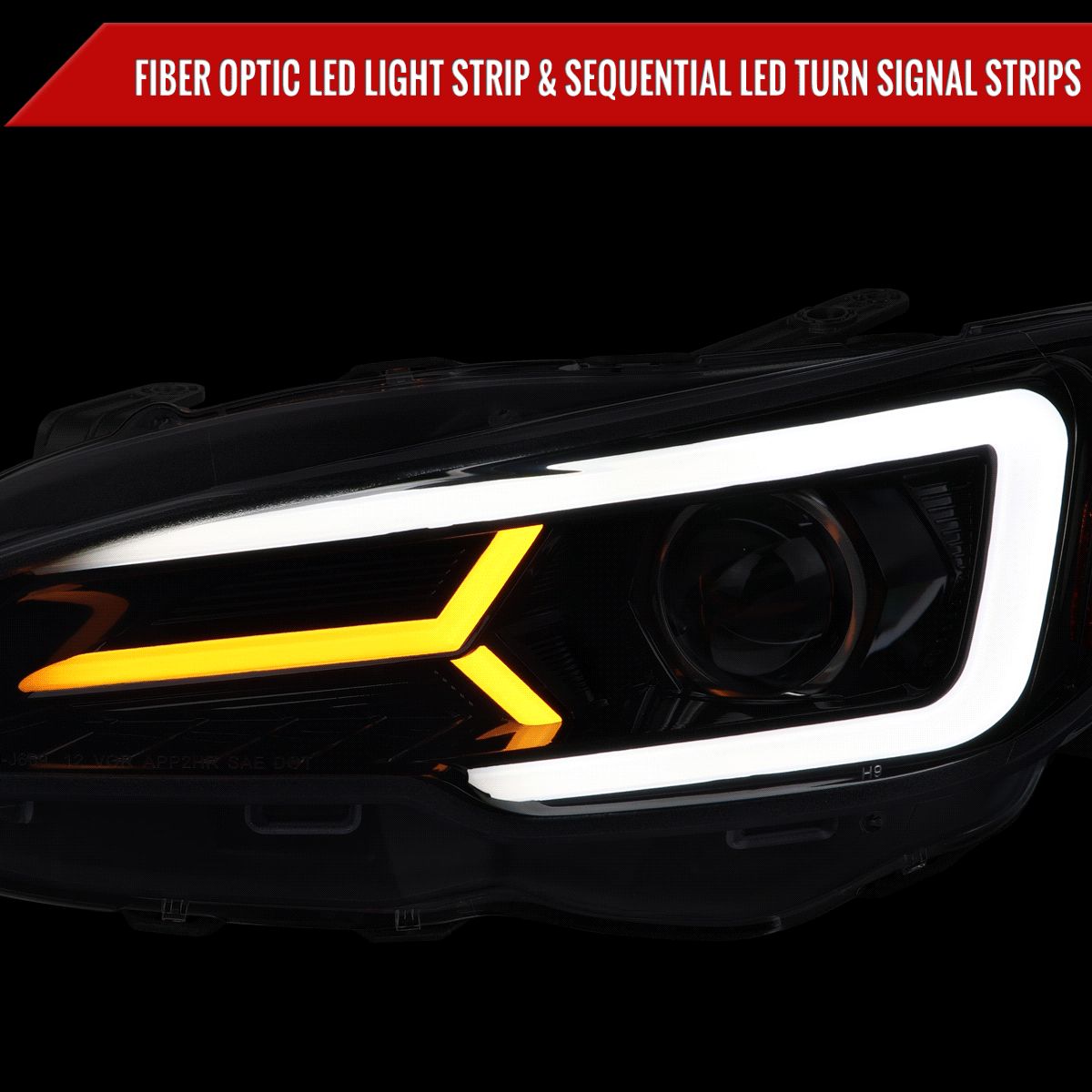 2015-2021 Subaru Impreza WRX/STI LED Bar Sequential Turn Signal (Glossy Black Housing/Smoked Lens)