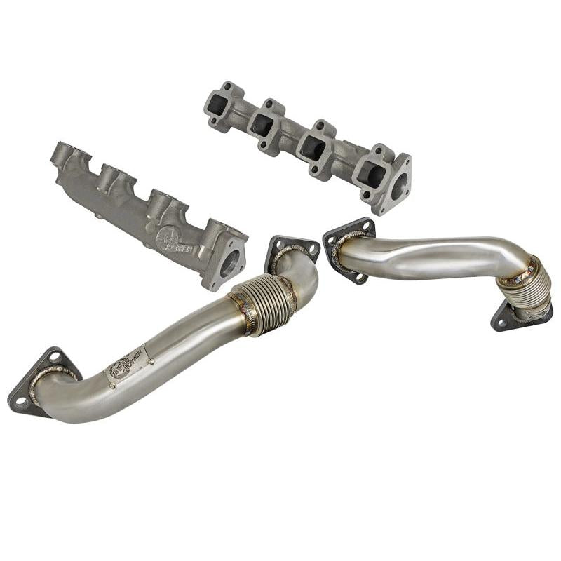 aFe 01-04 GM V8-6.6L LB7 Twisted Steel Manifold w/ Up Pipe