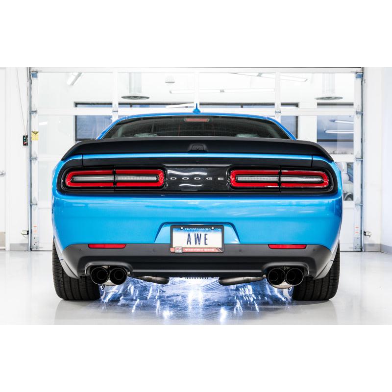 AWE Tuning 2015+ Dodge Challenger 6.4L/6.2L Non-Resonated Touring Edition Exhaust - Quad Black Tips