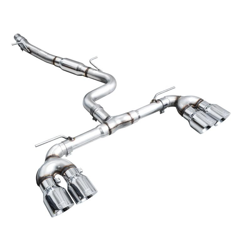AWE MK8 Volkswagen Golf R 3in Track Edition Quad Exhaust - Chrome Silver Tips-SR1 Performance