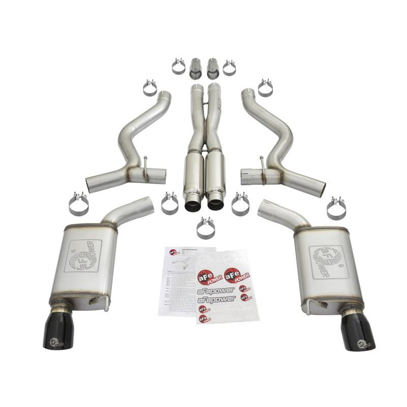 aFe MACHForce XP 3in 304 SS Loud Tone Cat-Back w/ Black Tips 15-17 Ford Mustang V6-3.7L/V8-5.0L