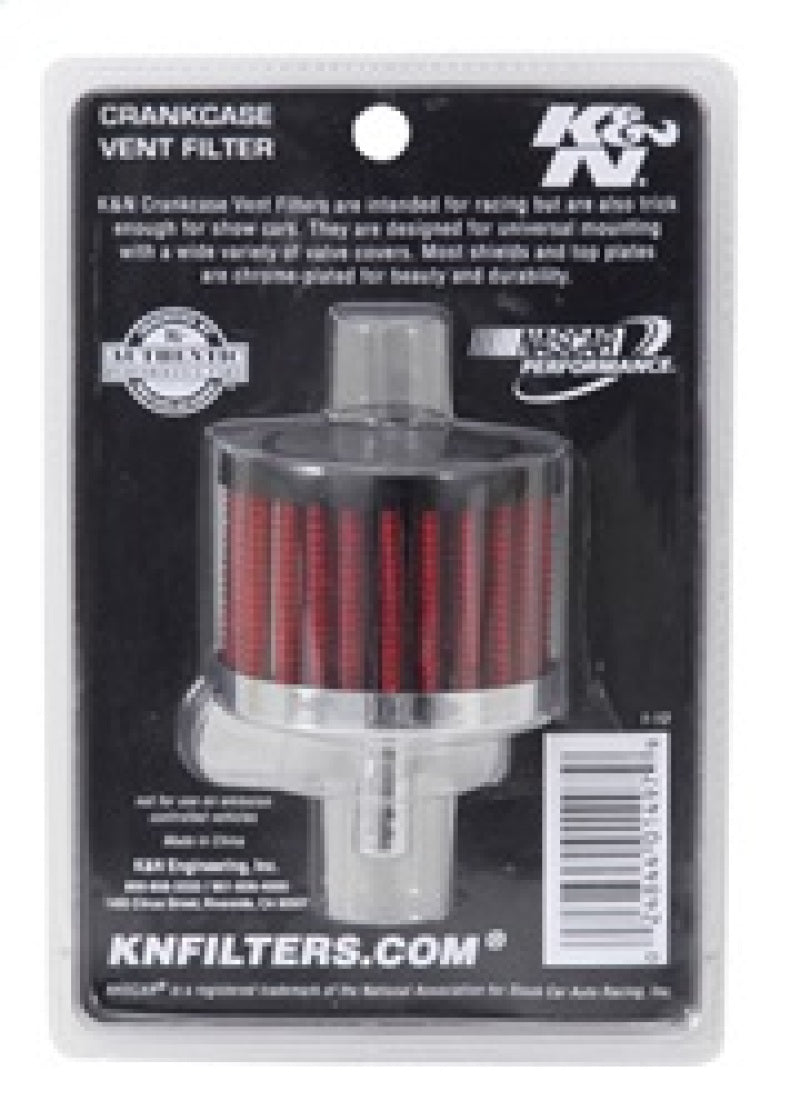K&N Steel Base Crankcase Vent Filter 0.375in Vent OD x 2in OD x 1.5in Height-SR1 Performance