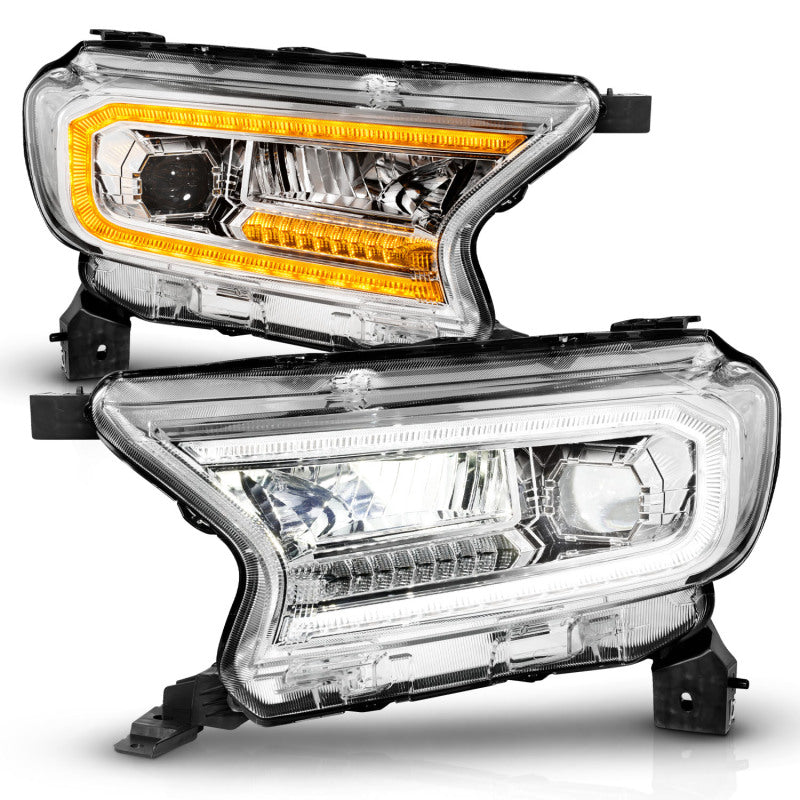 ANZO 19-23 Ford Ranger Full LED Projector Headlights w/ Initiation & Sequential - Chrome