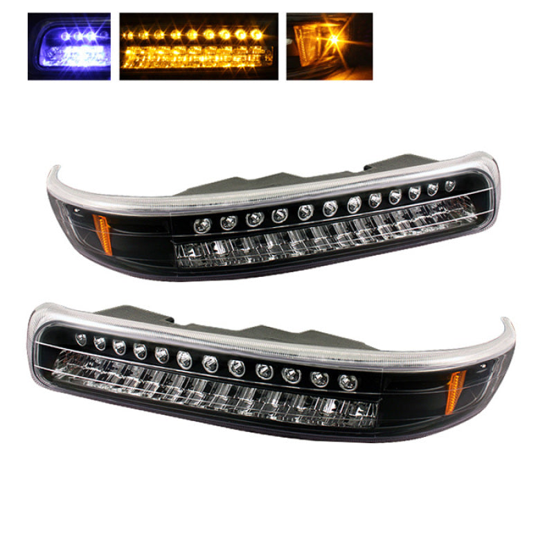 Xtune Chevy Silverado 99-02 LED Amber Bumper Lights Black CBL-CS99-LED-BK-SR1 Performance