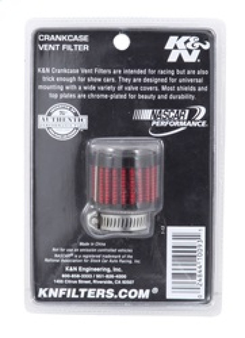 K&N 0.75 inch ID 1.375 inch OD 1.125 inch H Clamp On Crankcase Vent Filter-SR1 Performance