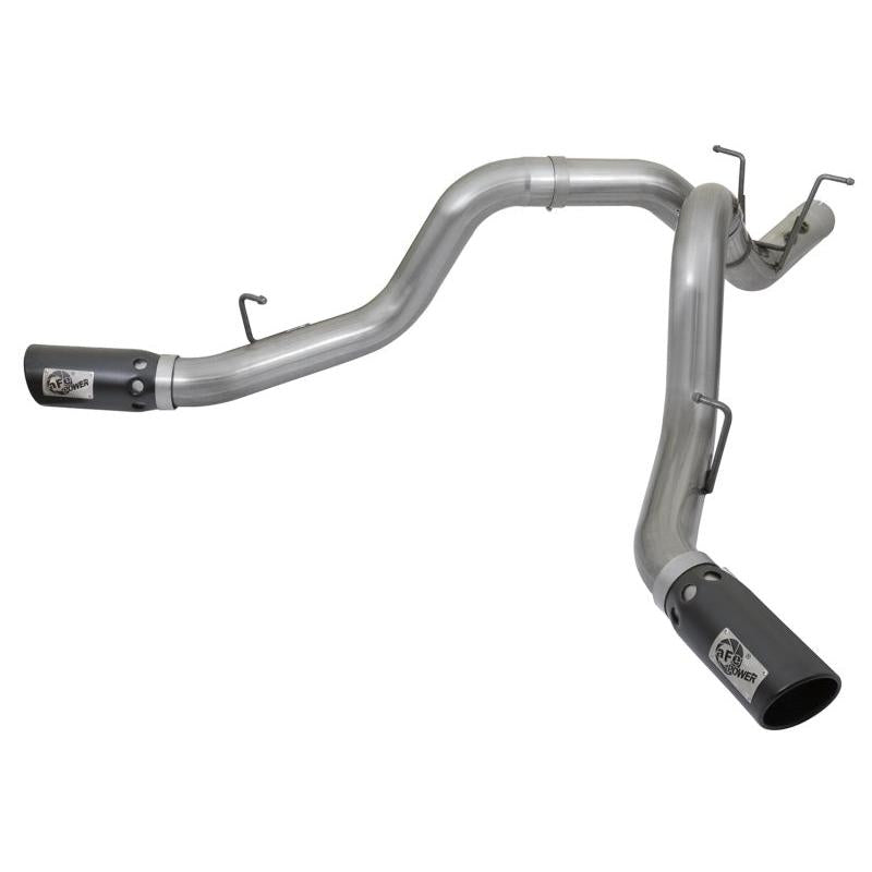 aFe LARGE BORE-HD 4in 409-SS DPF-Back Exhaust w/Dual Black Tips 2017 GM Duramax V8-6.6L (td) L5P