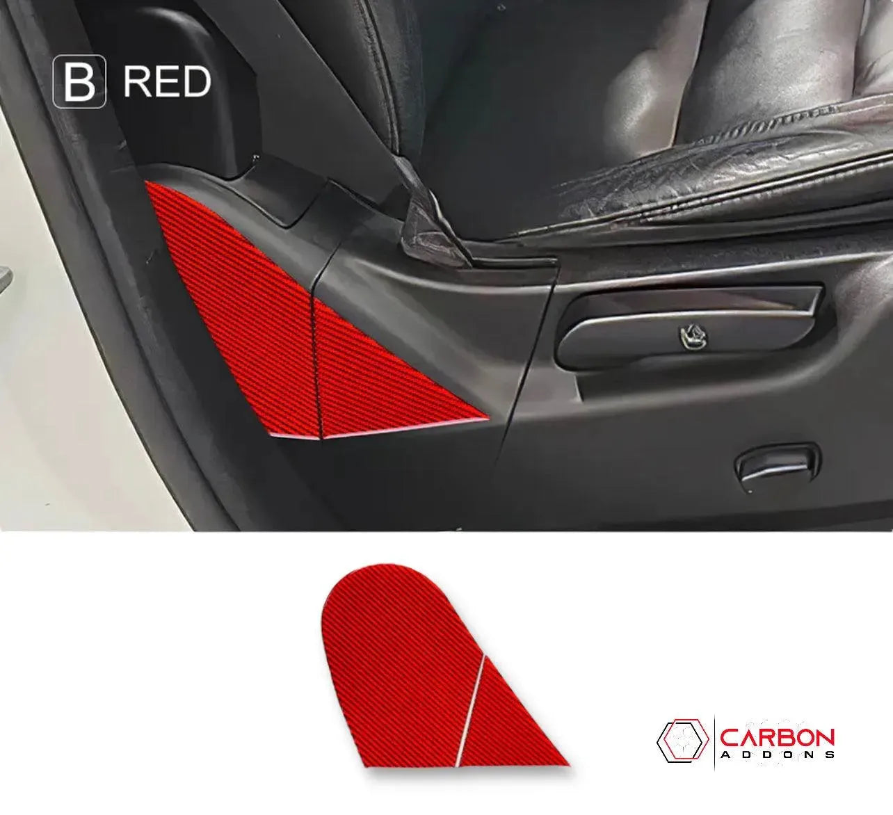 [2pcs] Carbon Fiber Front Driver & Passenger Seat Base Trim Overlay for 2011-2020 Dodge Durango - carbonaddons Carbon Fiber Parts, Accessories, Upgrades, Mods