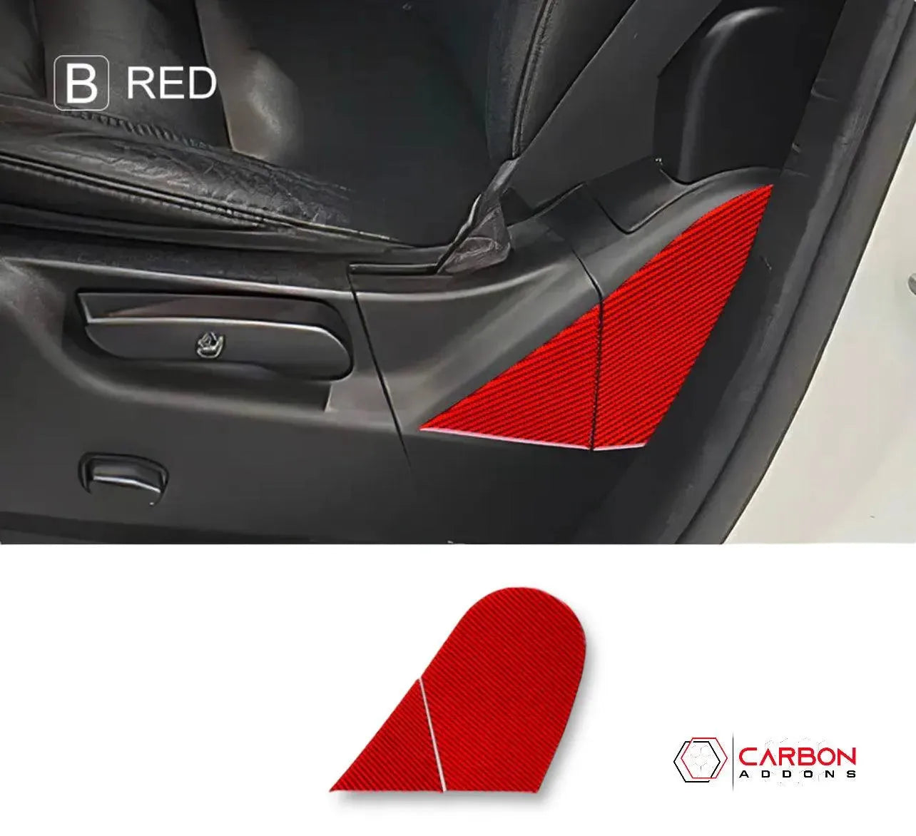[2pcs] Carbon Fiber Front Driver & Passenger Seat Base Trim Overlay for 2011-2020 Dodge Durango - carbonaddons Carbon Fiber Parts, Accessories, Upgrades, Mods