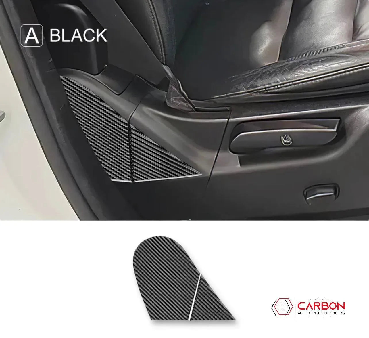 [2pcs] Carbon Fiber Front Driver & Passenger Seat Base Trim Overlay for 2011-2020 Dodge Durango - carbonaddons Carbon Fiber Parts, Accessories, Upgrades, Mods