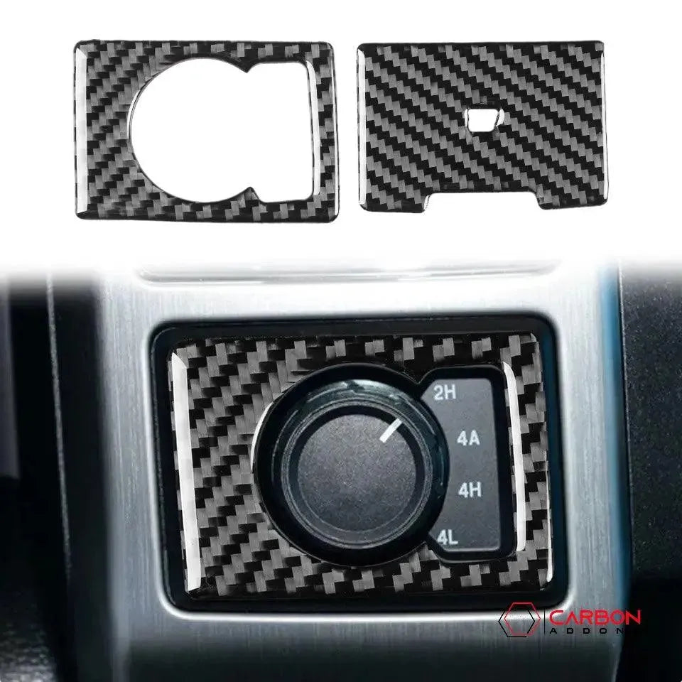 [2pcs] Real Carbon Dash Center AC Vent Control Trim Overlay | 2015-2020 Ford F150 - carbonaddons Carbon Fiber Parts, Accessories, Upgrades, Mods