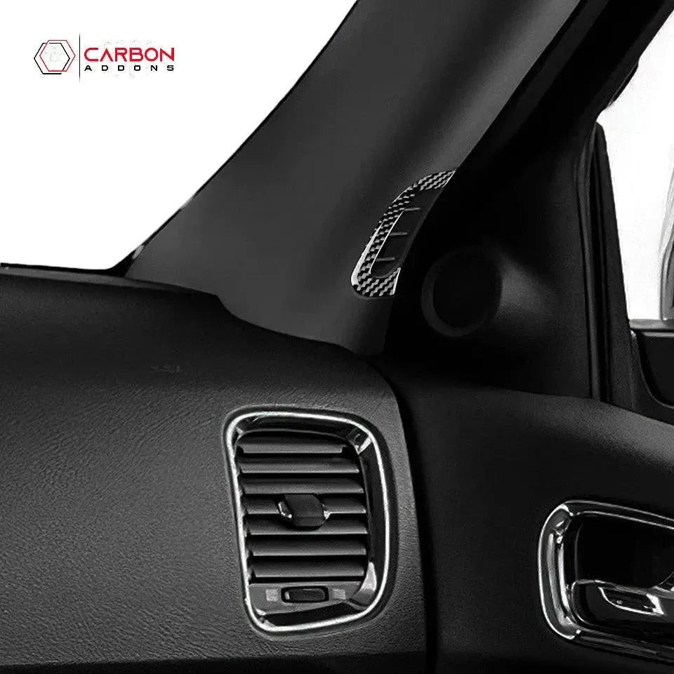 [2pcs] Real Carbon Fiber A-Pillar AC Vent Trim Overlay for 2011-2022 Dodge Durango - carbonaddons Carbon Fiber Parts, Accessories, Upgrades, Mods