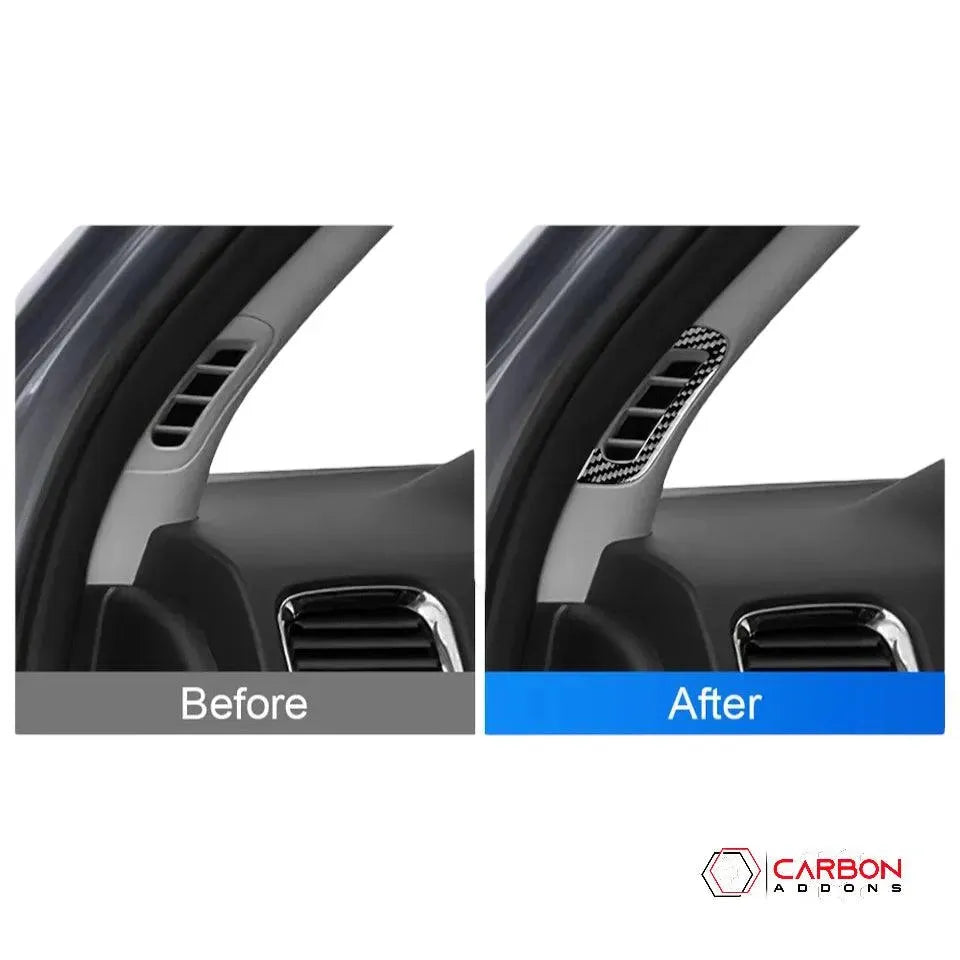 [2pcs] Real Carbon Fiber A-Pillar AC Vent Trim Overlay for 2011-2022 Dodge Durango - carbonaddons Carbon Fiber Parts, Accessories, Upgrades, Mods