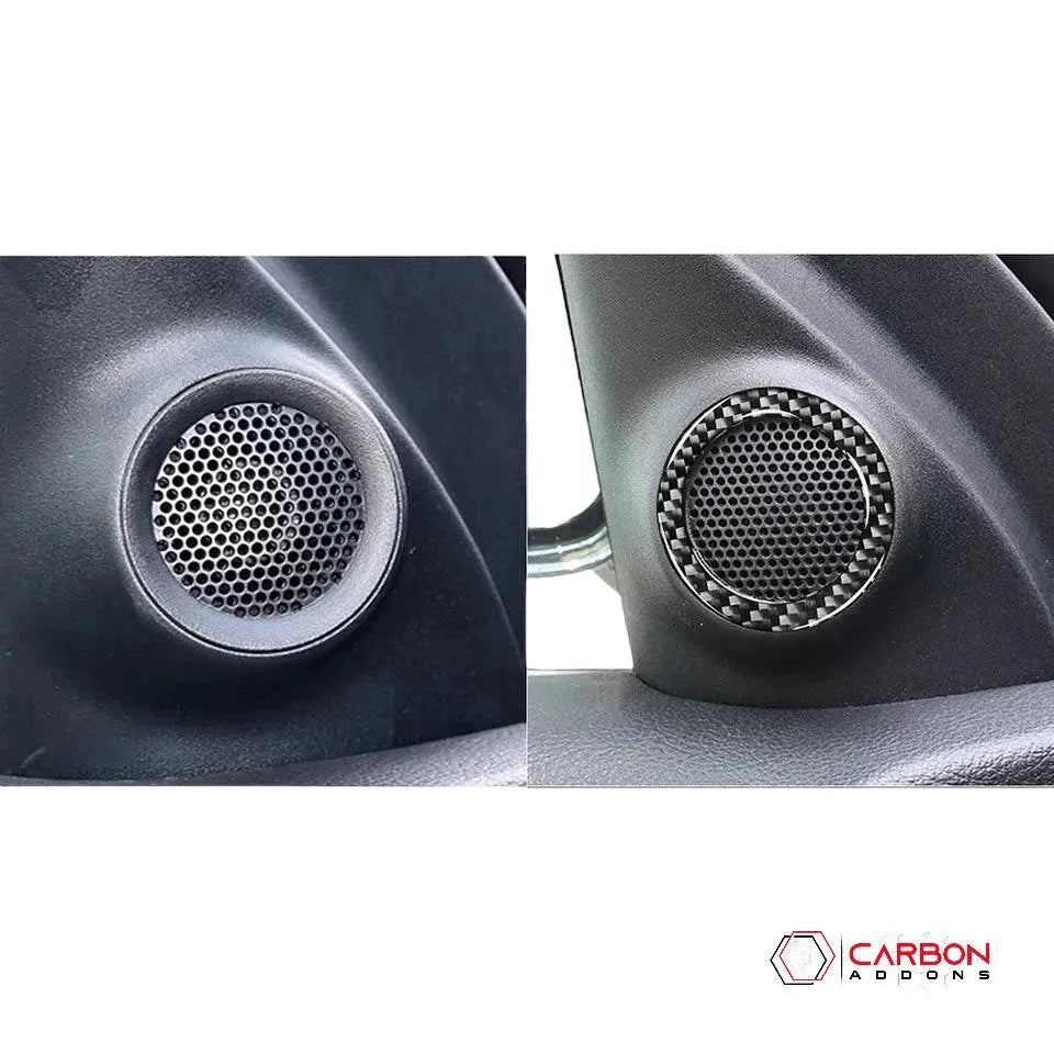[2pcs] Real Carbon Fiber Door Speaker Trim Overlay for 2011-2020 Dodge Durango - carbonaddons Carbon Fiber Parts, Accessories, Upgrades, Mods