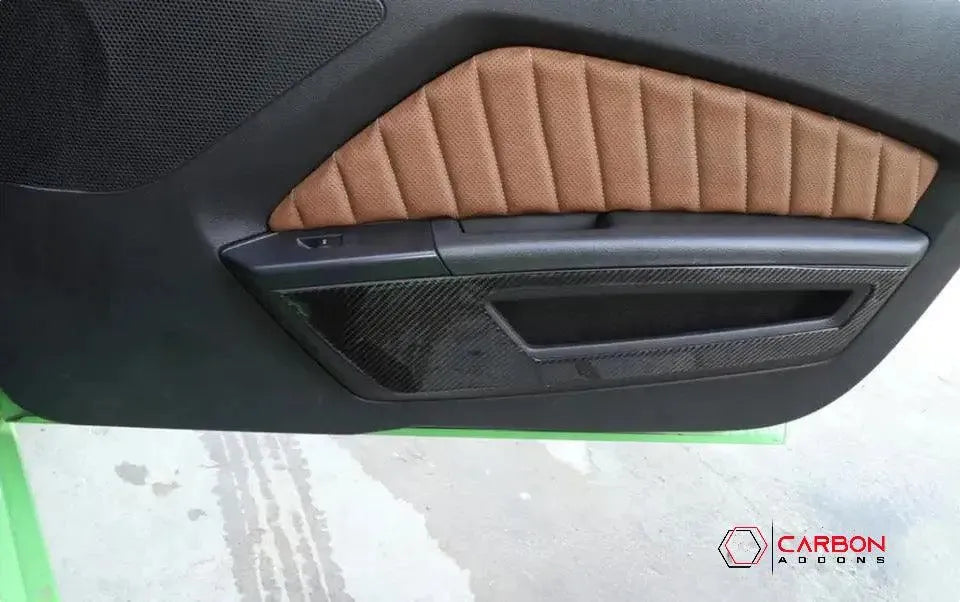 [2pcs] Real Carbon Fiber Front Door Panel Trim Overlay For Ford Mustang 2010-2014 - carbonaddons Carbon Fiber Parts, Accessories, Upgrades, Mods