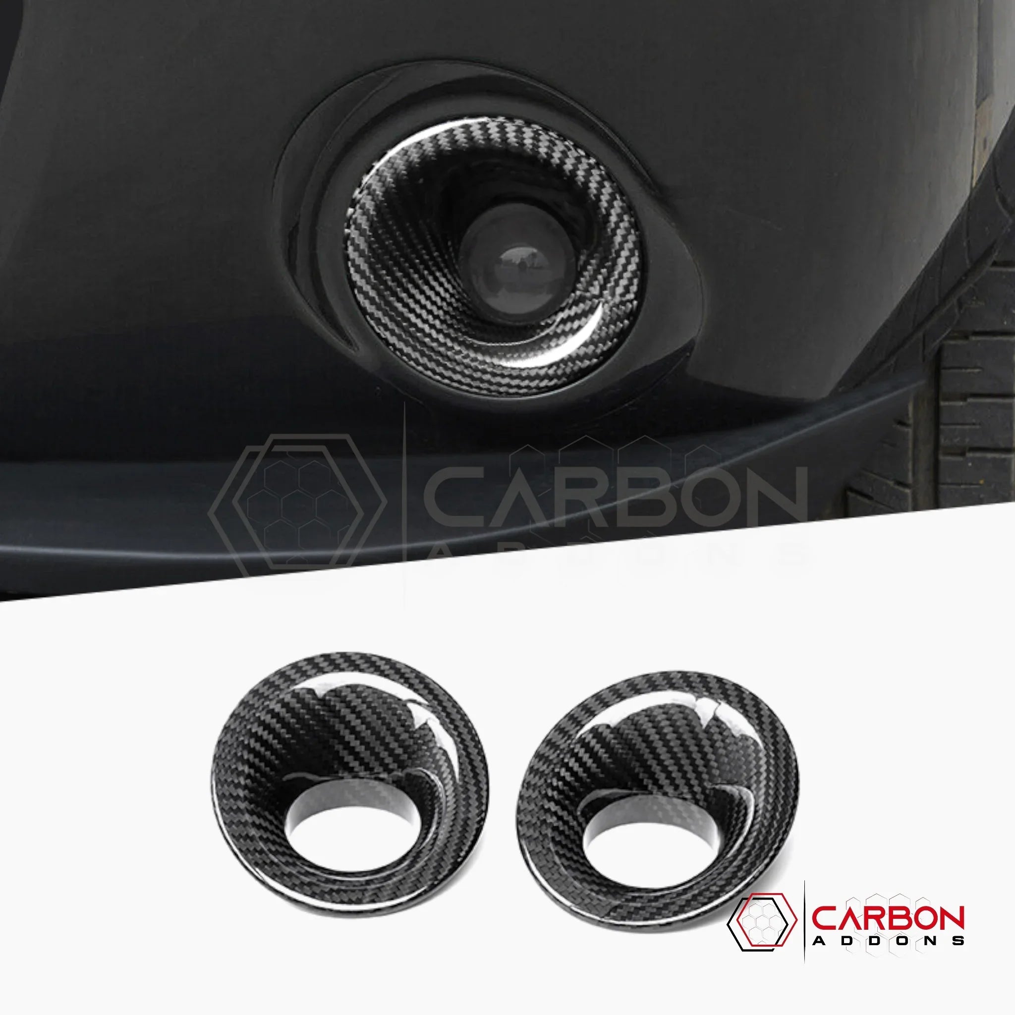 2015-2023 Dodge Challenger Fog Light Trim Real Carbon Fiber Covers